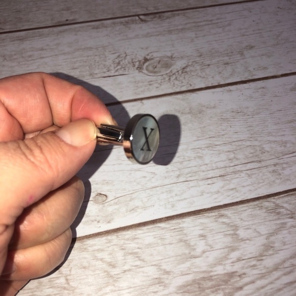 New in Box Mother Pearl X Letter Initial Silver Tone Cuff Link - Picture 5 of 6